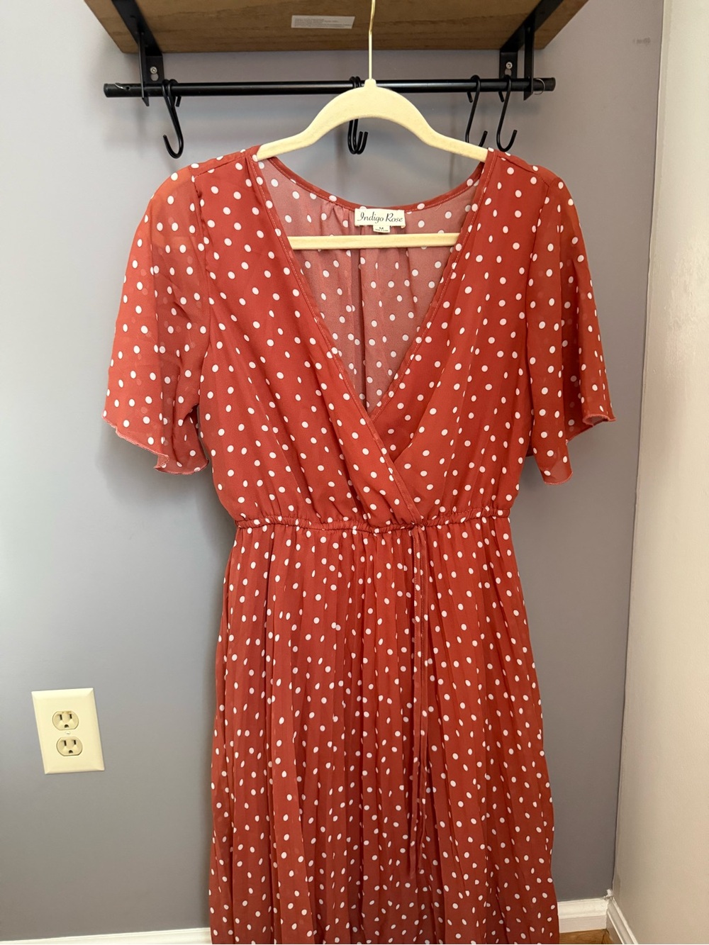 Rust Polka Dot Wrap Maxi Dress by Bishop + Young